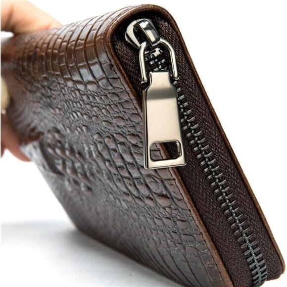 Genuine Leather Cool Long Wallets for Men Personalized Zip Around Wallet - Picture 4 of 8